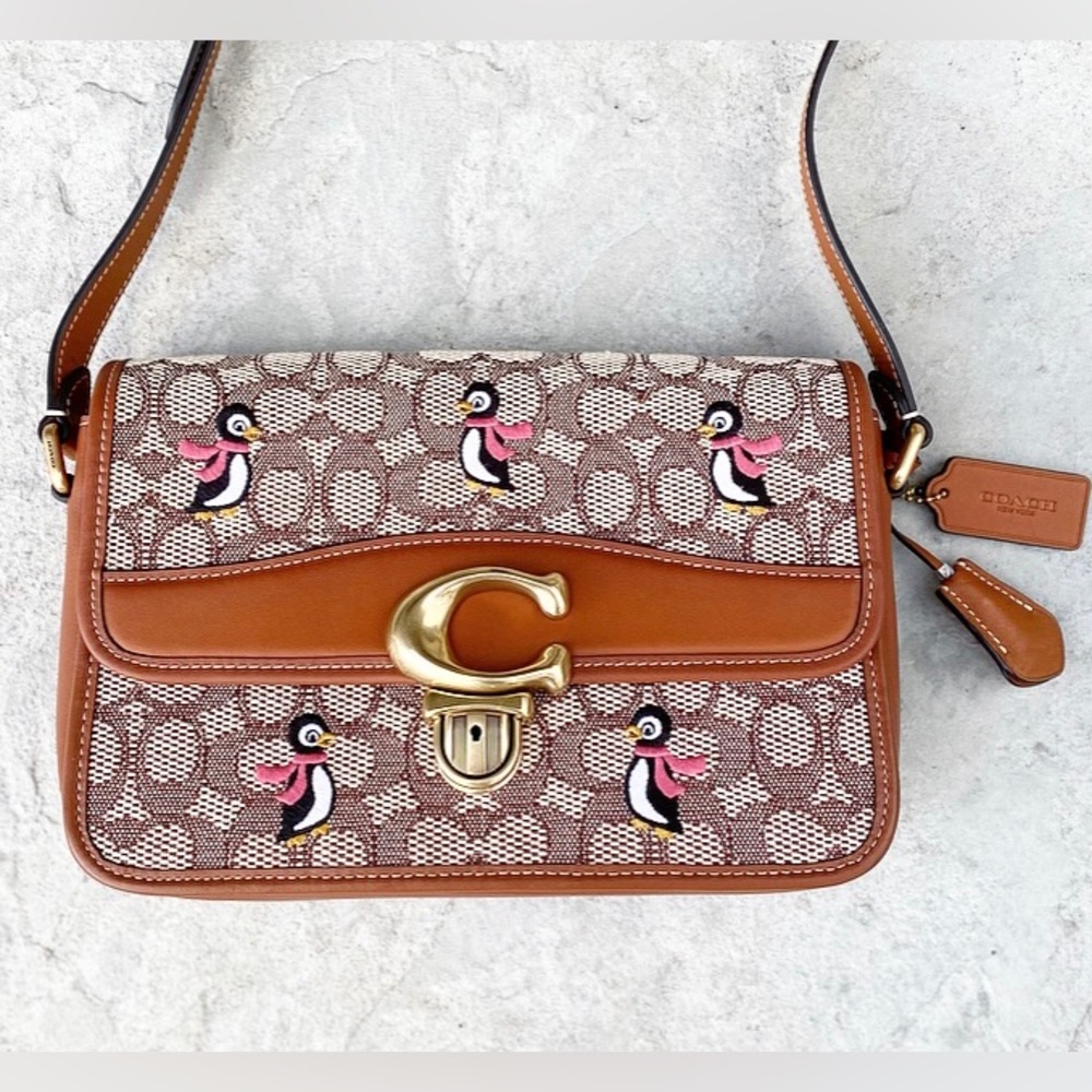 Coach Studio Shoulder Bag In Signature Jacquard With Penguin Motif